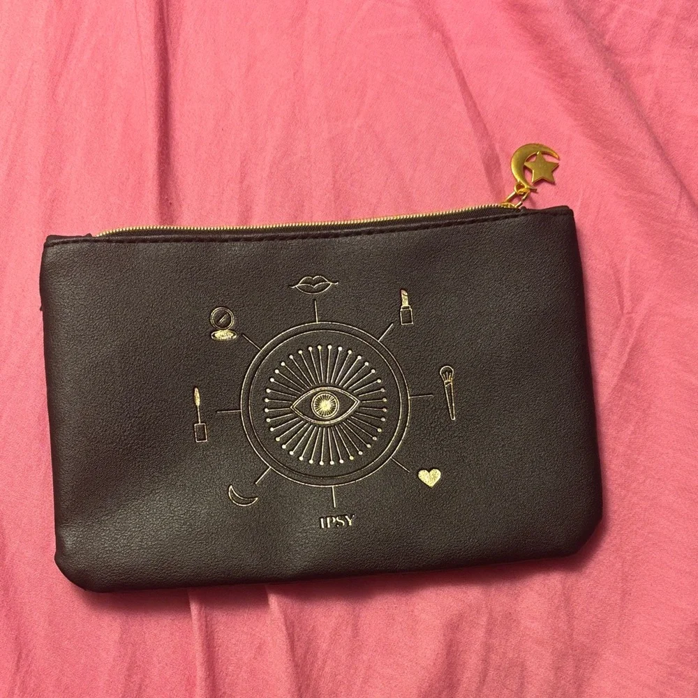 🚫SOLD🚫 for Kelly Ipsy Black Pouch with Gold Celestial Detailing - Picture 2 of 3